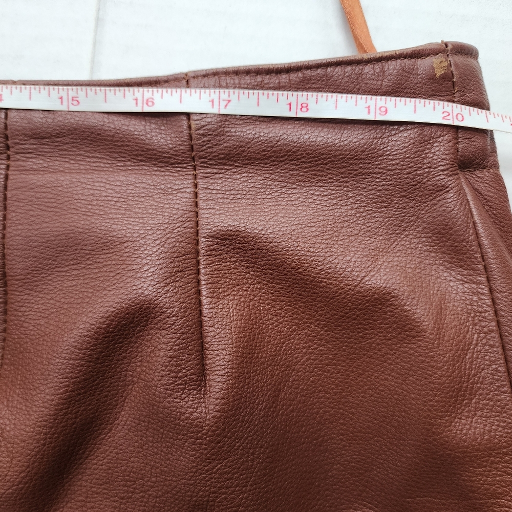 Spiegal Cognac Brown Real Leather Straight Maxi Skirt - Picture 12 of 17